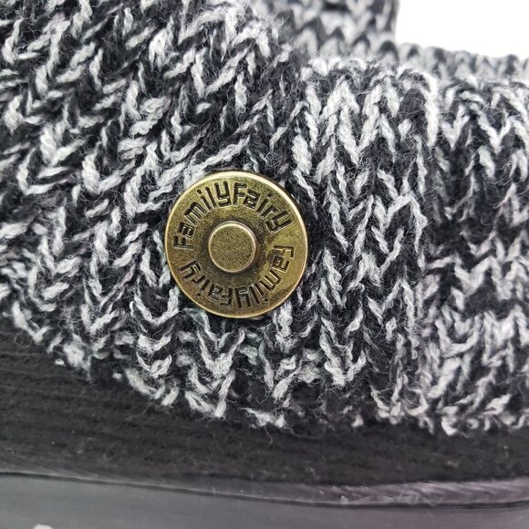 Family Fairy Womens Size L 9-10 Black Cotton Knitted Slip On Memory Foam Slipper - Picture 7 of 9